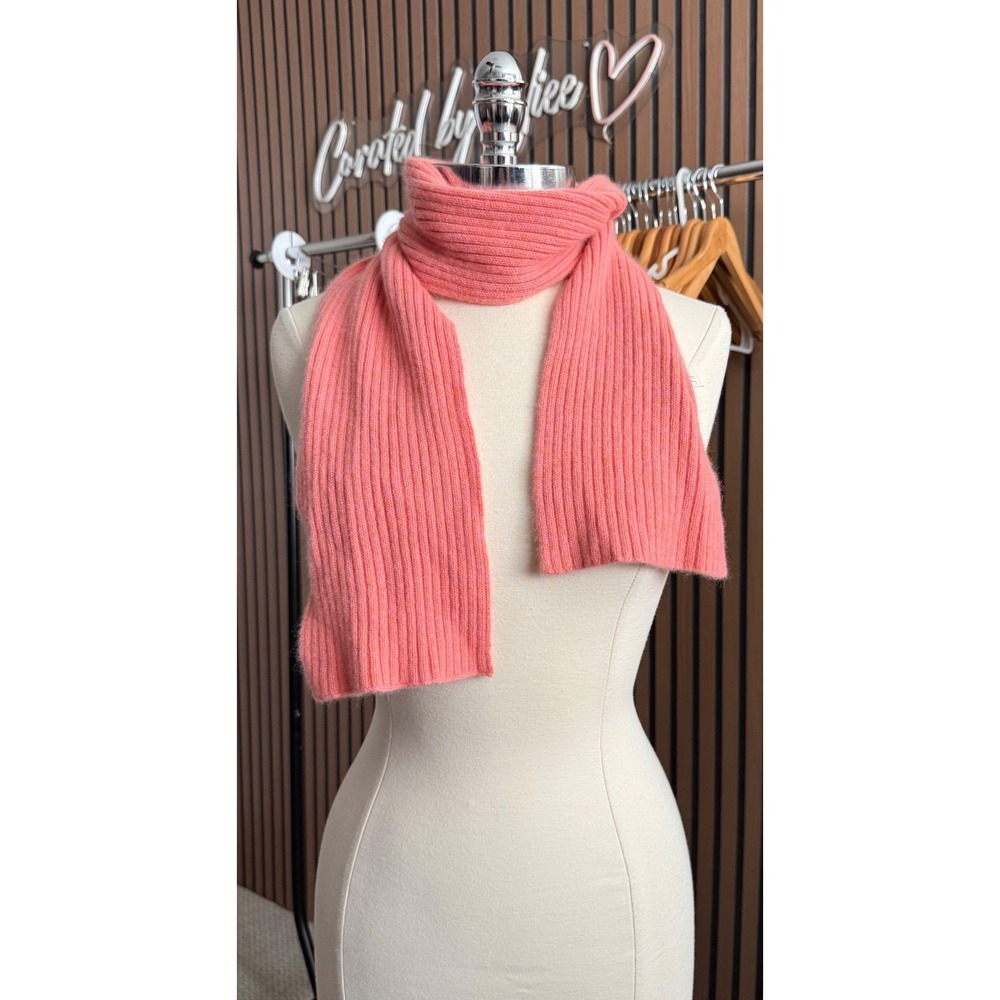 J.Jill Scarf Womens OS Pink 100% Cashmere Ribbed Knit Winter Warm Soft Luxury
